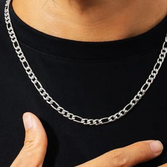 24" 925 Stamped SS Italian Figaro Link Chain Necklace - Picture 2 of 2